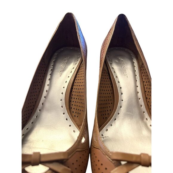 BCBGirls Darren Dark Wheat Leather Cut-Out Pointy Toe Heels w/ Bow Size 9M READ! - Picture 9 of 13